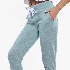 New Women's Joggers Lightweight Ultra Soft Fleece 4 Pockets Marble Smoke Teal XS